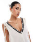 Фото #4 товара River Island plunge floaty maxi dress in white