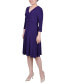 Фото #3 товара Petite 3/4 Sleeve Rouched-Waist Dress