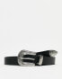 Monki western belt in black with silver buckle Черный, L - 58 cm - фото #1