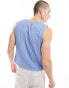 ASOS DESIGN vest in denim blue texture with notch neckline