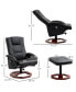 Фото #3 товара Massage Recliner Chair with Ottoman, Electric Faux Leather Recliner with 10 Vibration Points and 5 Massage Mode, Swivel Reclining Chair with Remote Control, Wood Base and Side Pocket, Black