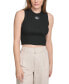 ფოტო #1 პროდუქტის Women's Ribbed Angled-Hem Cropped Logo Top