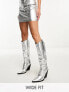 Фото #1 товара Public Desire Wide Fit Navada western knee boot in textured silver