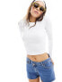 Hollister long sleeve top in white Hellweiß, 2XL - фото #1