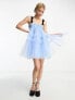 Dream Sister Jane corsage strap tulle mini dress in baby blue