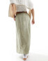 Фото #2 товара Cotton On maxi shift skirt in sage linen