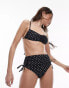 Фото #1 товара Topshop mix and match polka dot bandeau bikini top in monochrome