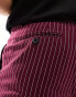 Фото #4 товара ASOS DESIGN tapered smart trousers in burgundy pin stripe