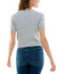 ფოტო #2 პროდუქტის Juniors' Short-Sleeve Crewneck Pointelle Sweater