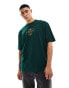 ASOS DESIGN oversized t-shirt in dark green with chest text print