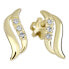 Tender yellow gold earrings with crystals 239 001 00519