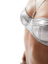 Фото #3 товара ASOS DESIGN Layering metallic bandeau bra in gunmetal silver