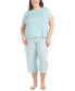 ფოტო #1 პროდუქტის Plus Size 2-Pc. Coastal Life Cropped Pajamas Set