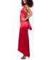 ფოტო #3 პროდუქტის Juniors' Satin Halter-Neck Back-Bow Gown