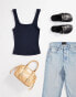 Фото #1 товара ASOS DESIGN low square neck vest in navy