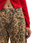 Фото #4 товара Cotton On wide leg relaxed jeans in leopard print denim