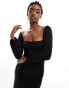 Фото #3 товара ASOS DESIGN long sleeve midi dress with cross back detail in black