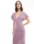 Фото #3 товара ASOS DESIGN angel sleeve plunge midi dress in lavender