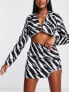 I Saw It First mini skirt with embellishment trim co-ord in zebra