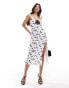 Фото #1 товара ASOS DESIGN strappy midi dress with contrast corsage in polka dot