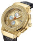 ფოტო #6 პროდუქტის Men's Saxon Diamond (1/6 ct.t.w.) 18k Gold Plated Stainless Steel Watch