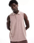 Фото #1 товара ASOS DESIGN relaxed tank vest with polo neck in pink towelling