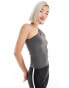 Weekday Cindy one shoulder top in charcoal exclusive to ASOS