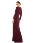 Women's Faux Wrap Long Sleeve Gown w/ Applique Detail