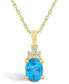 ფოტო #1 პროდუქტის Blue Topaz (1-5/8 Ct. T.W.) and Diamond (1/10 Ct. T.W.) Pendant Necklace in 14K Yellow Gold