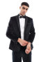 Фото #1 товара ASOS DESIGN slim tuxedo suit jacket in black velvet