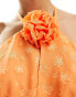 Maya halterneck maxi dress with corsage detail in orange