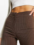 Фото #3 товара Pimkie high waisted tailored trouser co-ord in brown pinstripe