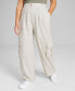 Фото #1 товара Women's High-Rise Linen Blend Cargo Pants, Created for Macy's