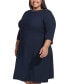 Фото #3 товара Plus Size 3/4-Sleeve Textured Knit Dress