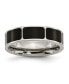 Titanium Polished Black Enamel Flat Wedding Band Ring