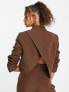 Vero Moda Aware tailored cropped suit blazer with open back in brown