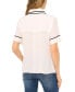 Фото #2 товара Women's Double Collar Tipped Short Sleeve Blouse