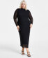 ფოტო #1 პროდუქტის Trendy Plus Size Embellished Mesh Midi Dress, Created for Macy's