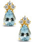 ფოტო #3 პროდუქტის Aquamarine (1-1/5 ct.t.w) and Diamond (1/8 ct.t.w) Stud Earrings in 14K Yellow Gold
