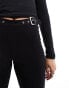 ASOS DESIGN heavyweight kick flare trouser with buckle detail in black