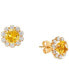 ფოტო #3 პროდუქტის Citrine (3/4 ct. tw.) & Lab-Grown White Sapphire (5/8 ct. t.w.) Halo Stud Earrings in 14k Gold