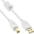 Фото #4 товара InLine USB 2.0 Cable Type A male / B male - gold plated - w/ferrite - white - 10m
