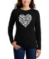 ფოტო #1 პროდუქტის Women's Long Sleeve Word Art Paw Prints Heart T-shirt