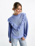 Фото #1 товара Wednesday's Girl crew neck jumper with fringe detail in blue