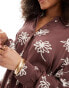 Фото #3 товара Iisla and Bird flower print long sleeve beach shirt co-ord in brown