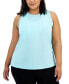 Фото #1 товара Plus Size Solid Birdseye Mesh Racerback Tank Top, Created for Macy's