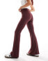 Фото #1 товара Monki super soft low waist flare jersey trousers in burgundy