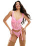 Boux Avenue Valentines Nicolette lace tie up tanga thong in pink