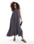 ASOS DESIGN sleeveless pleated oversized maxi dress in charcoal