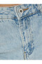 Фото #6 товара Çok Yıpratmalı Kısa Düz Kesik Paça Kot Pantolon Cepli - Eve Straight Jeans